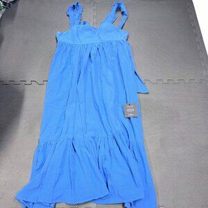 Lulus Womens XS Blue Maxi Dress With Ruffle Straps & Tiered Skirt